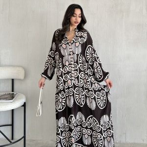 DESENLİ VİSKON PAMUK ELBİSE