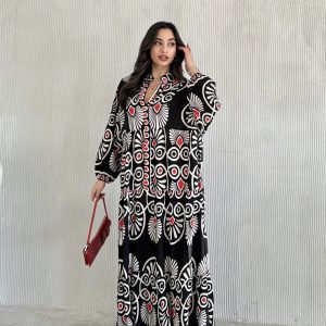 DESENLİ VİSKON ELBİSE